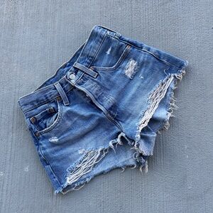 Levi's Blue Distressed Jean Shorts